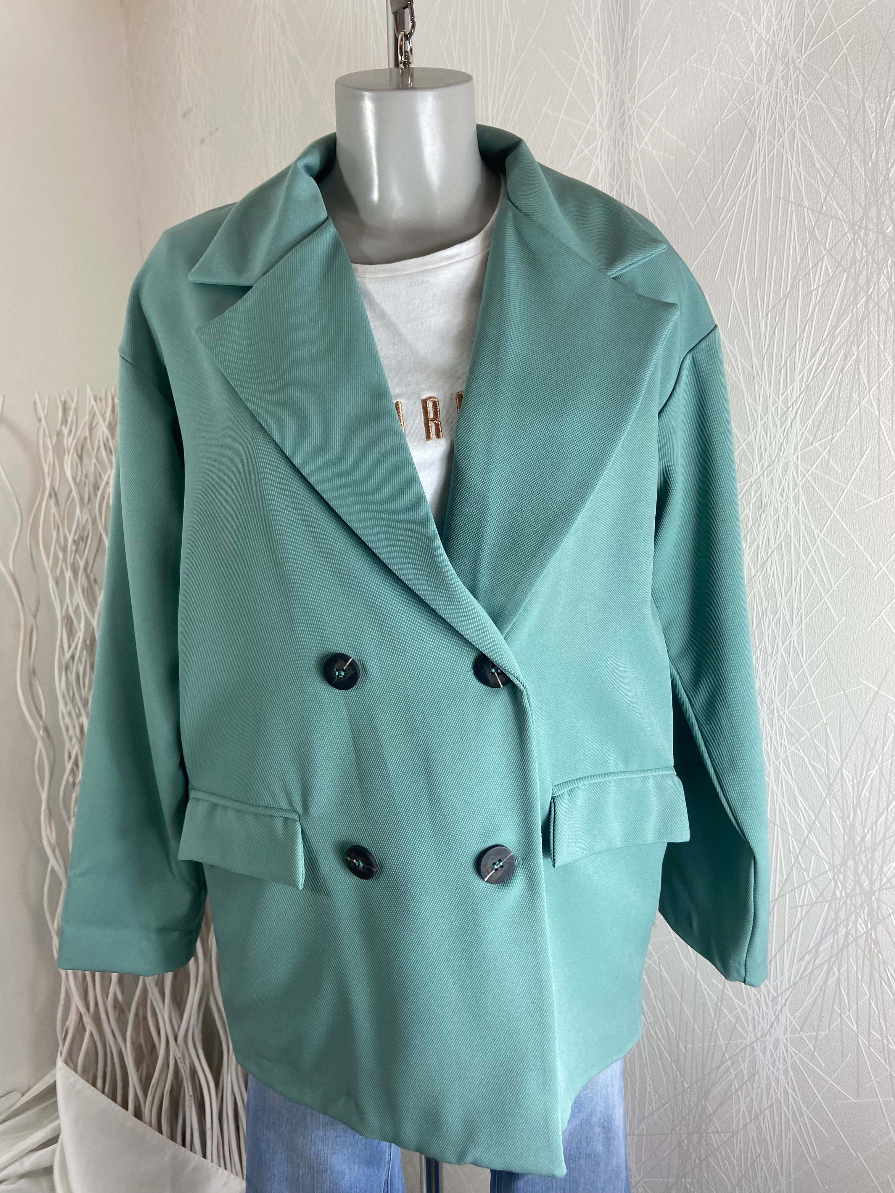 Veste doublée couleur vert d'eau coupe droite Adilynn - Offre-Unique