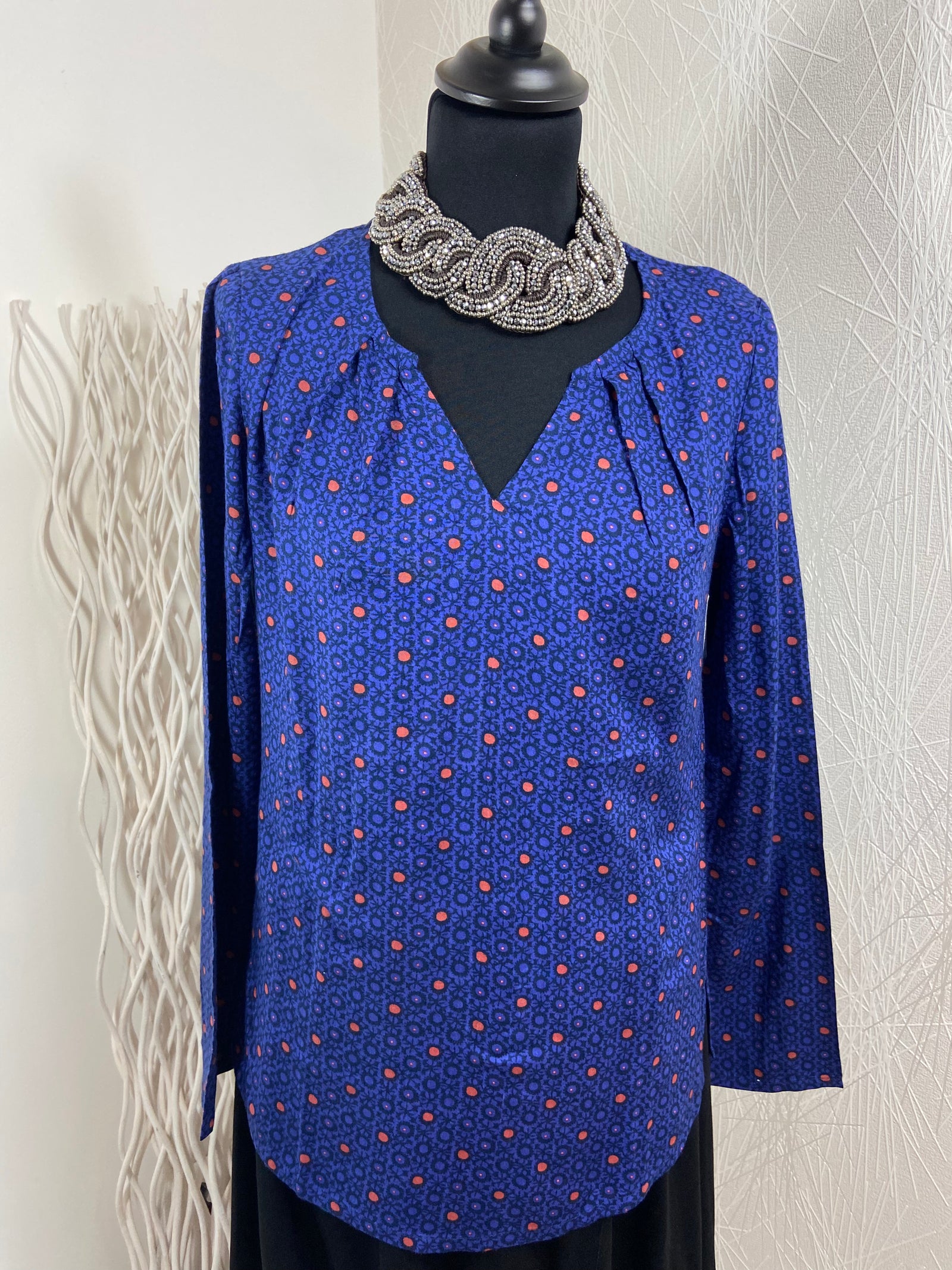 Blouse bleue à motifs manches longues La Fiancée du Mekong