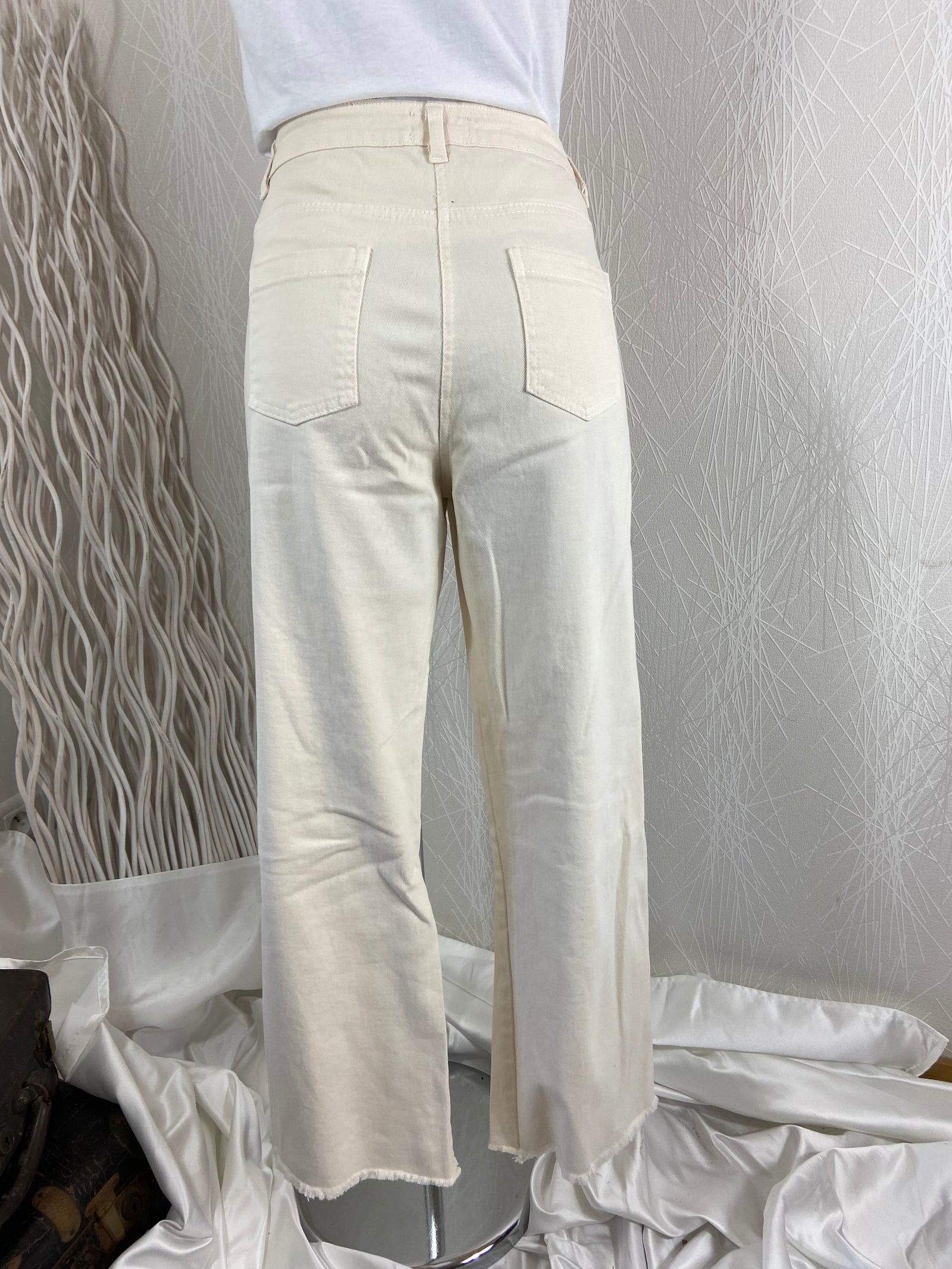 Jeans coton beige taille haute Y Coo