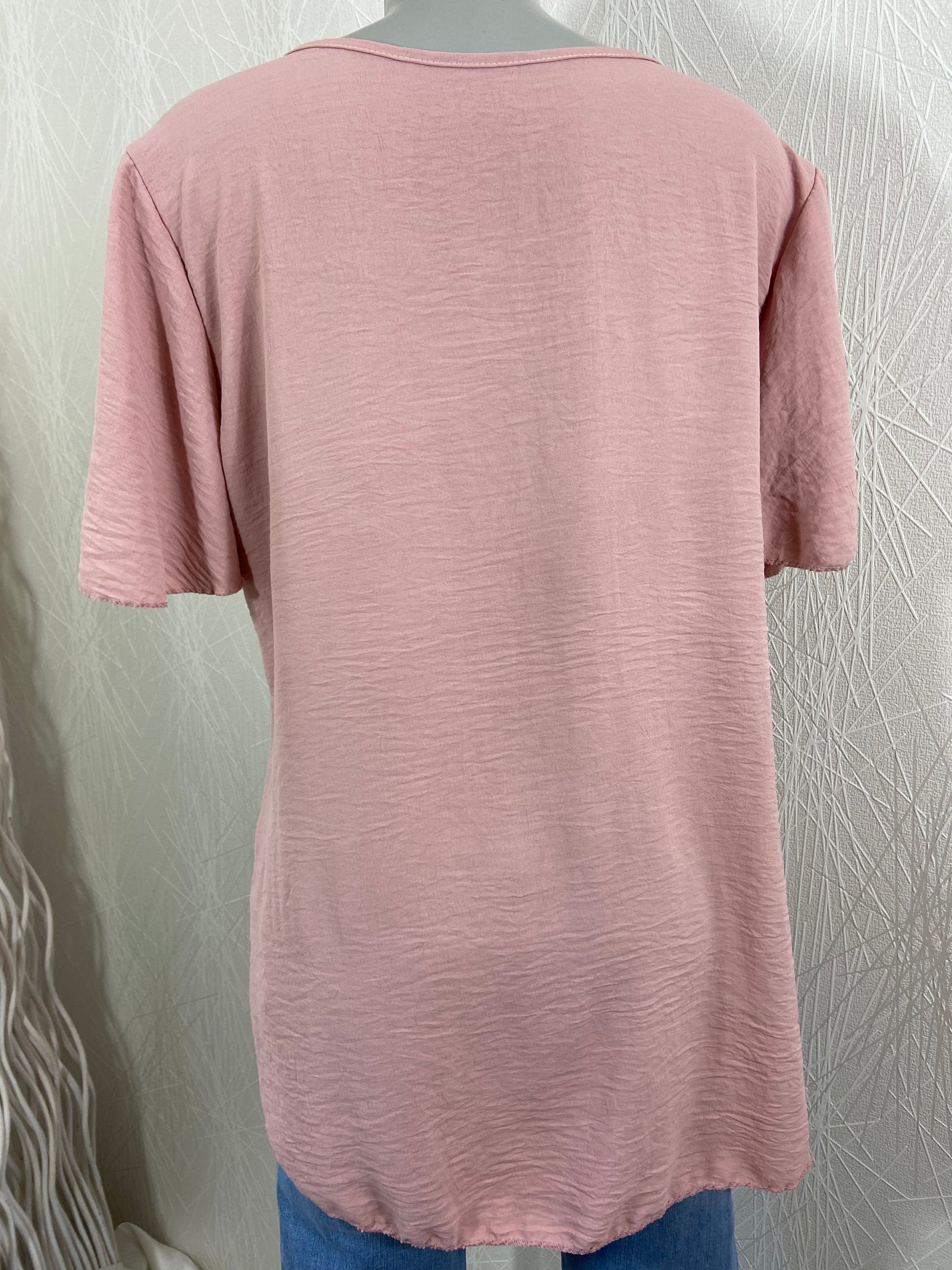 T-shirt vieux rose plissé Made In Italy - Taille Unique