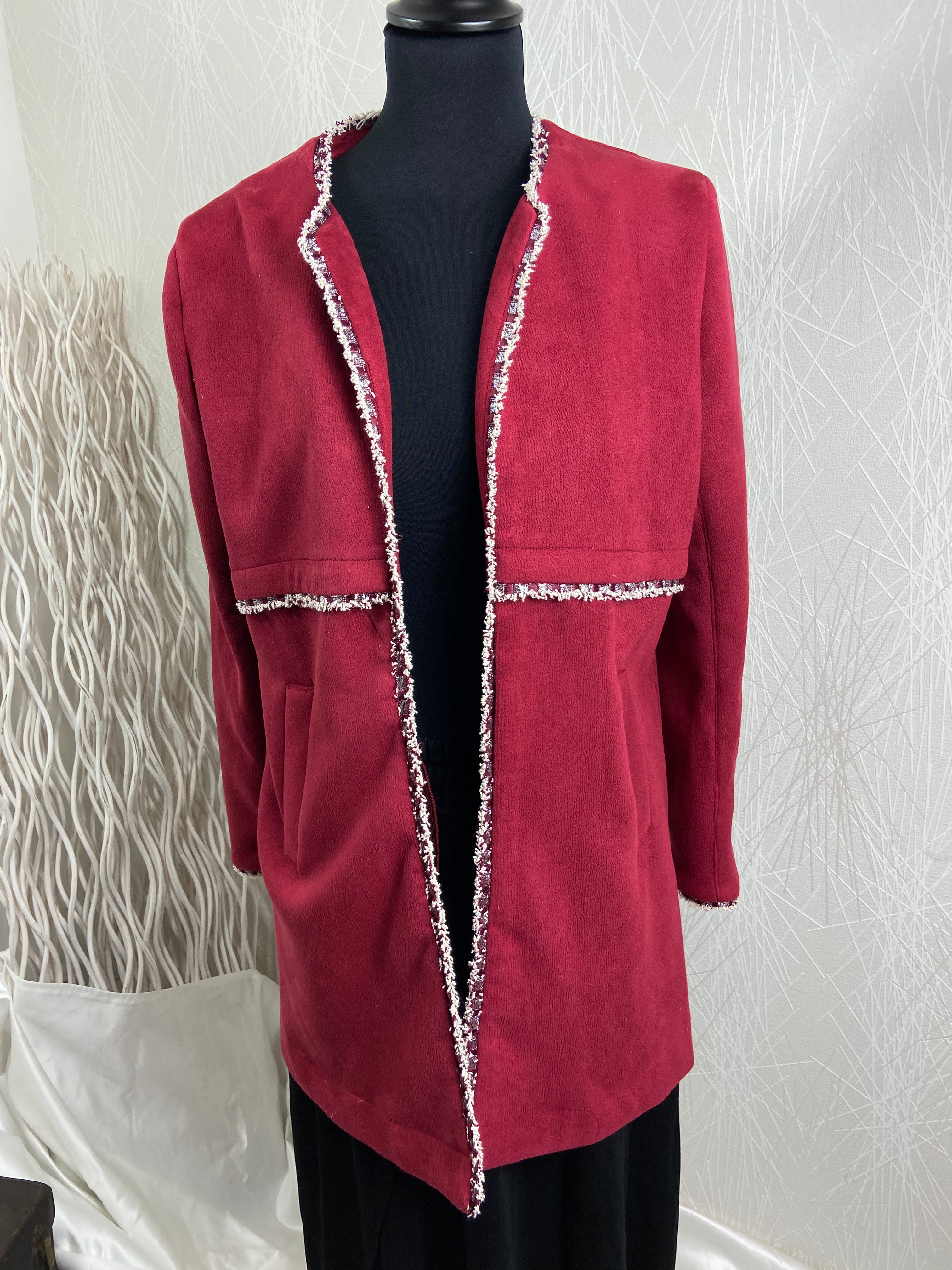 Veste droite rouge bordeaux manches longues Ma Petite Fiancée Paris - Offre-Unique