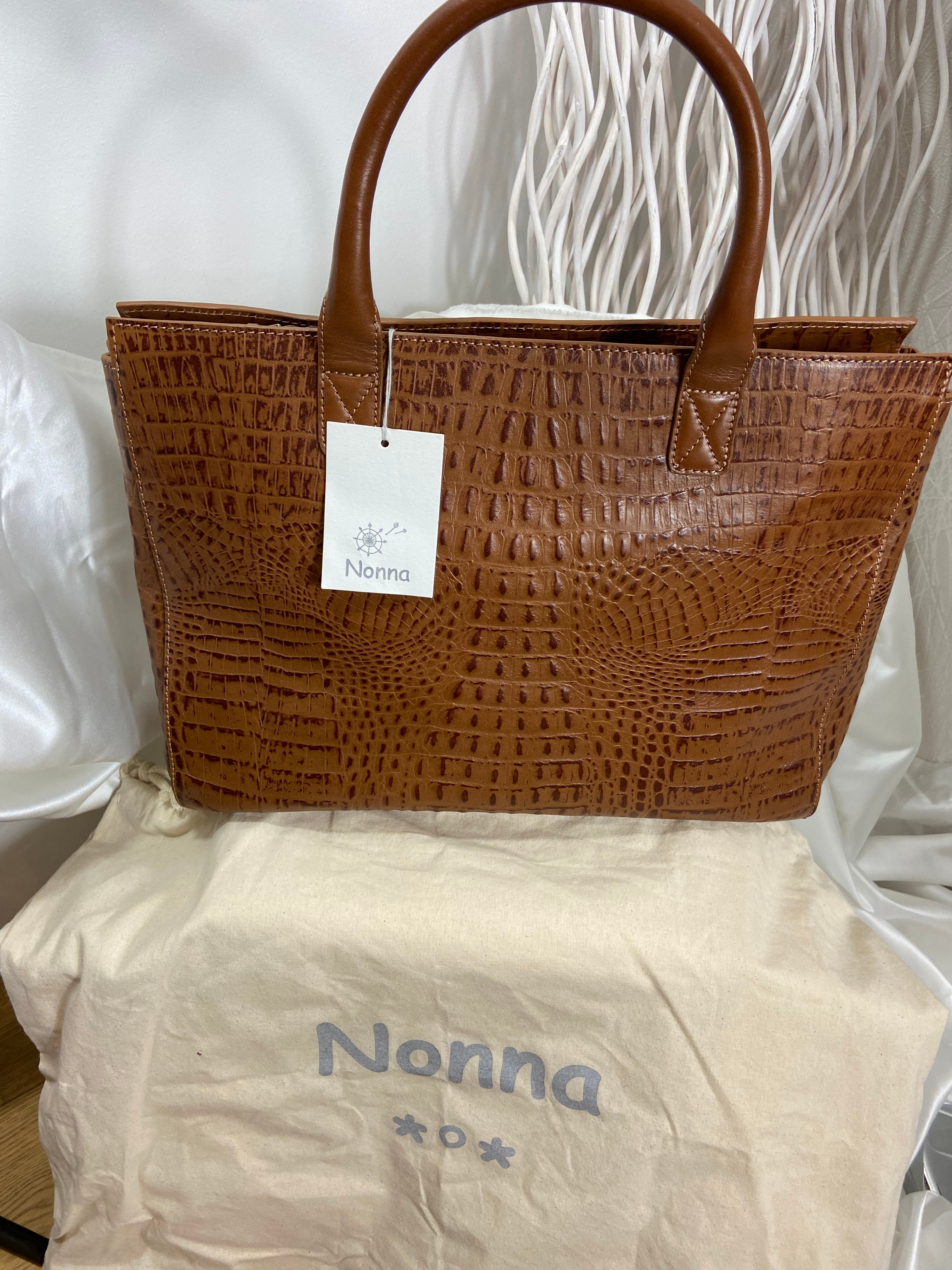 Grand sac cabas en cuir facon alligator Nonna - Offre-Unique