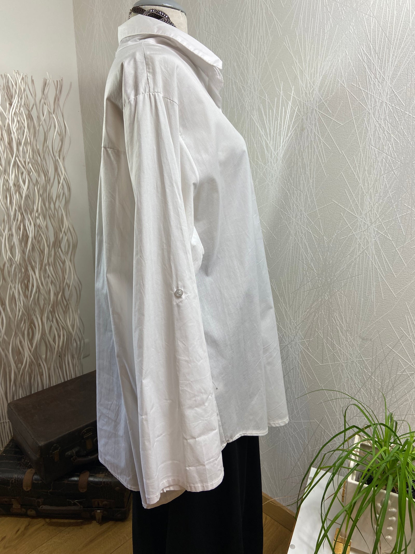 Chemisier blanc manches longues 100 % coton Made In Italy - Offre-Unique