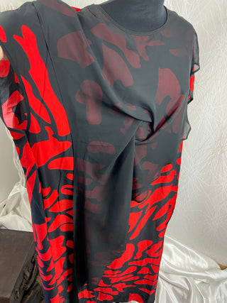 Robe longue sans manches rouge et noire grande taille F&2