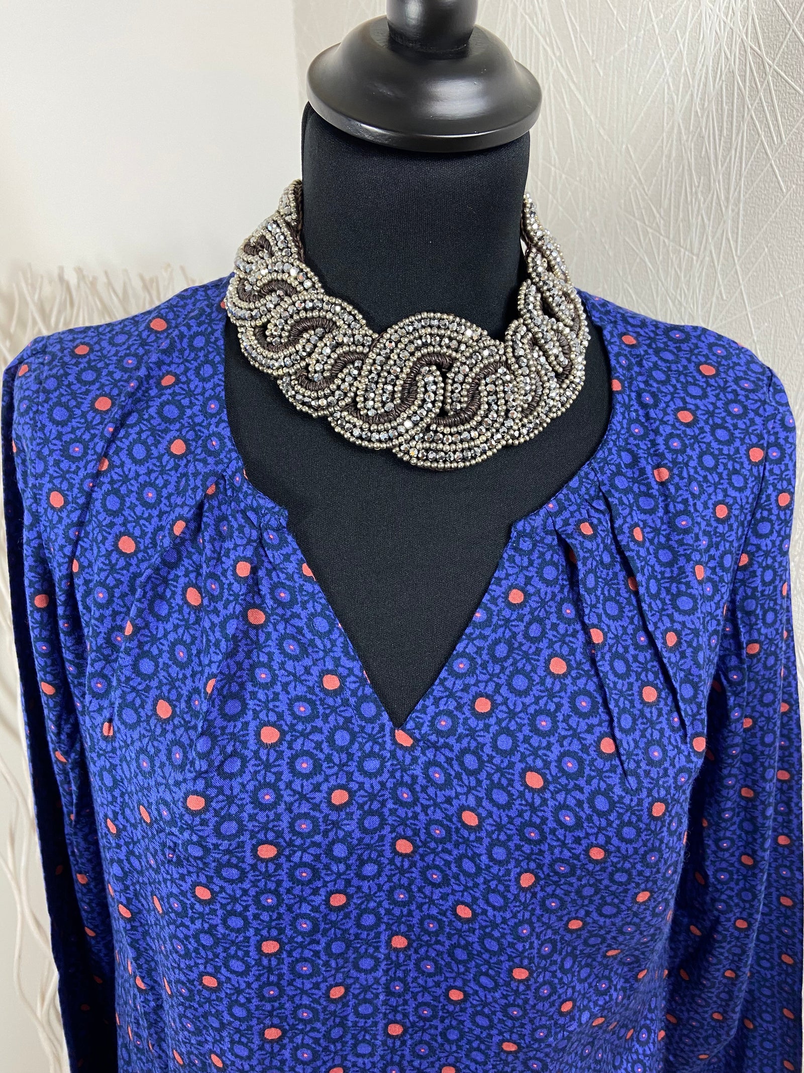 Blouse bleue à motifs manches longues La Fiancée du Mekong