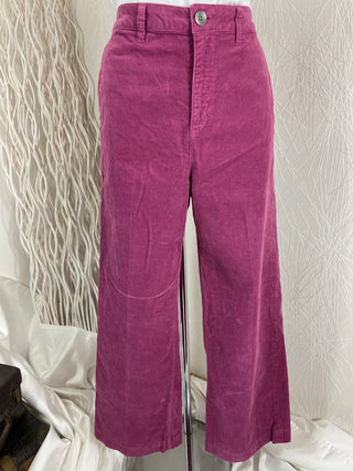Pantalon velours rose taille haute jambes larges modèle Sully Camélia Lab Dip