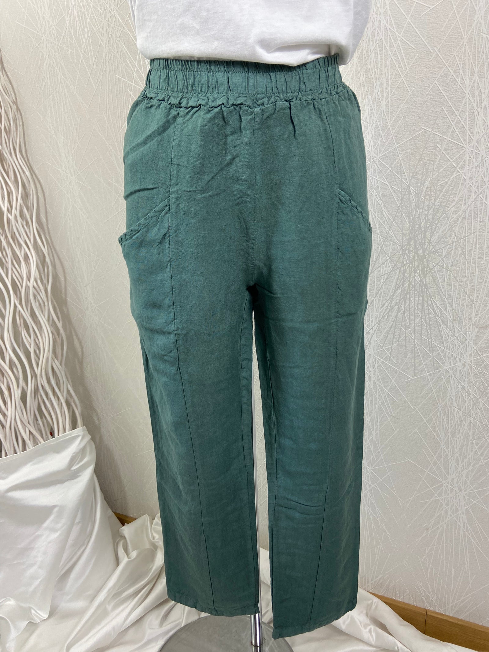 Pantalon lin taille haute élastique Pako Litto