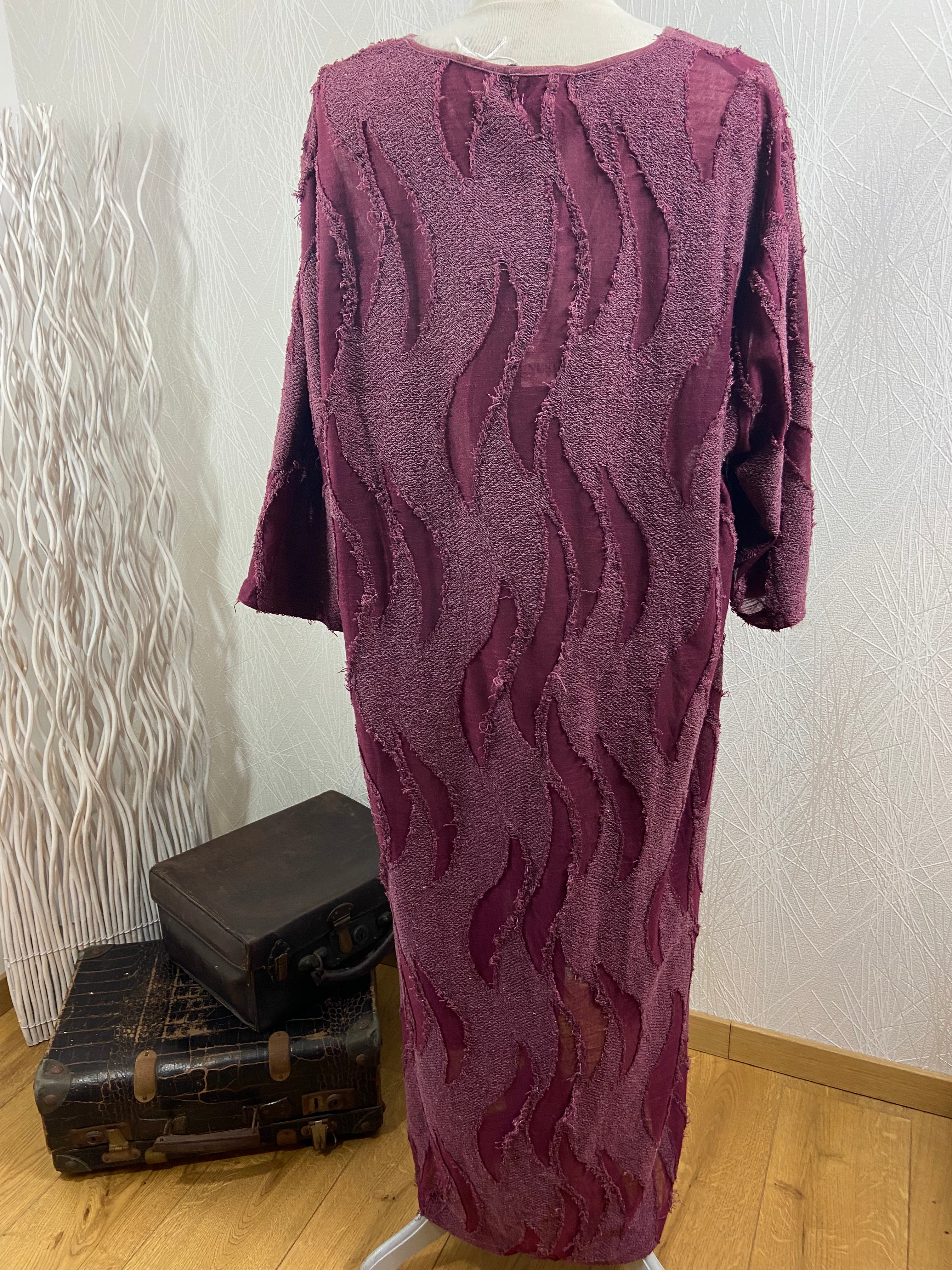 Robe longue rouge bordeaux manches courtes Neslay