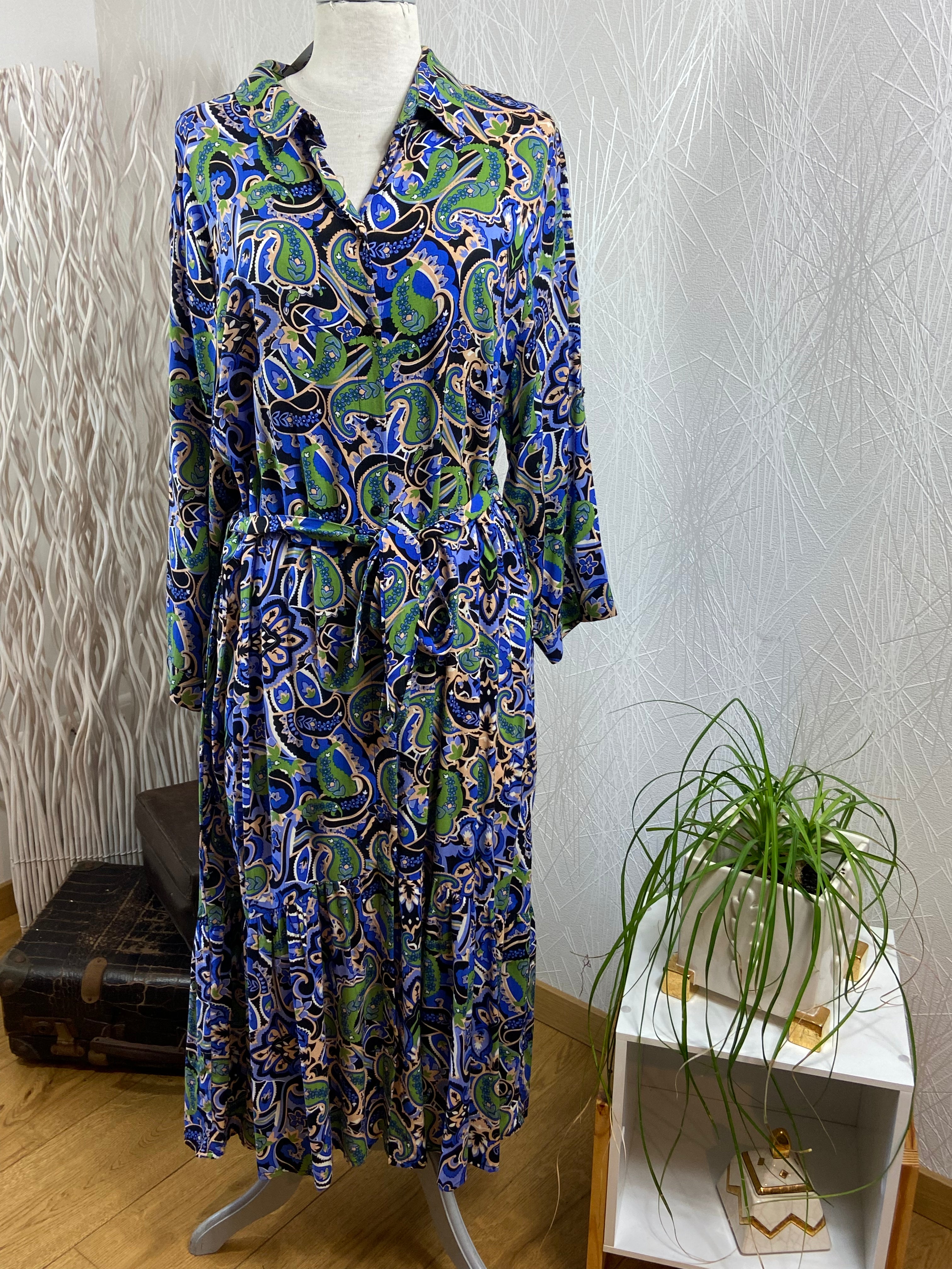 Robe longue à motifs vert et bleu Noogat - Offre-Unique