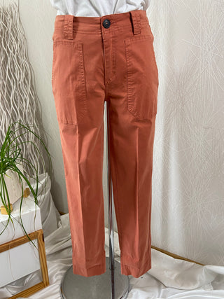 Pantalon brun en toile coupe droite MKT Studio