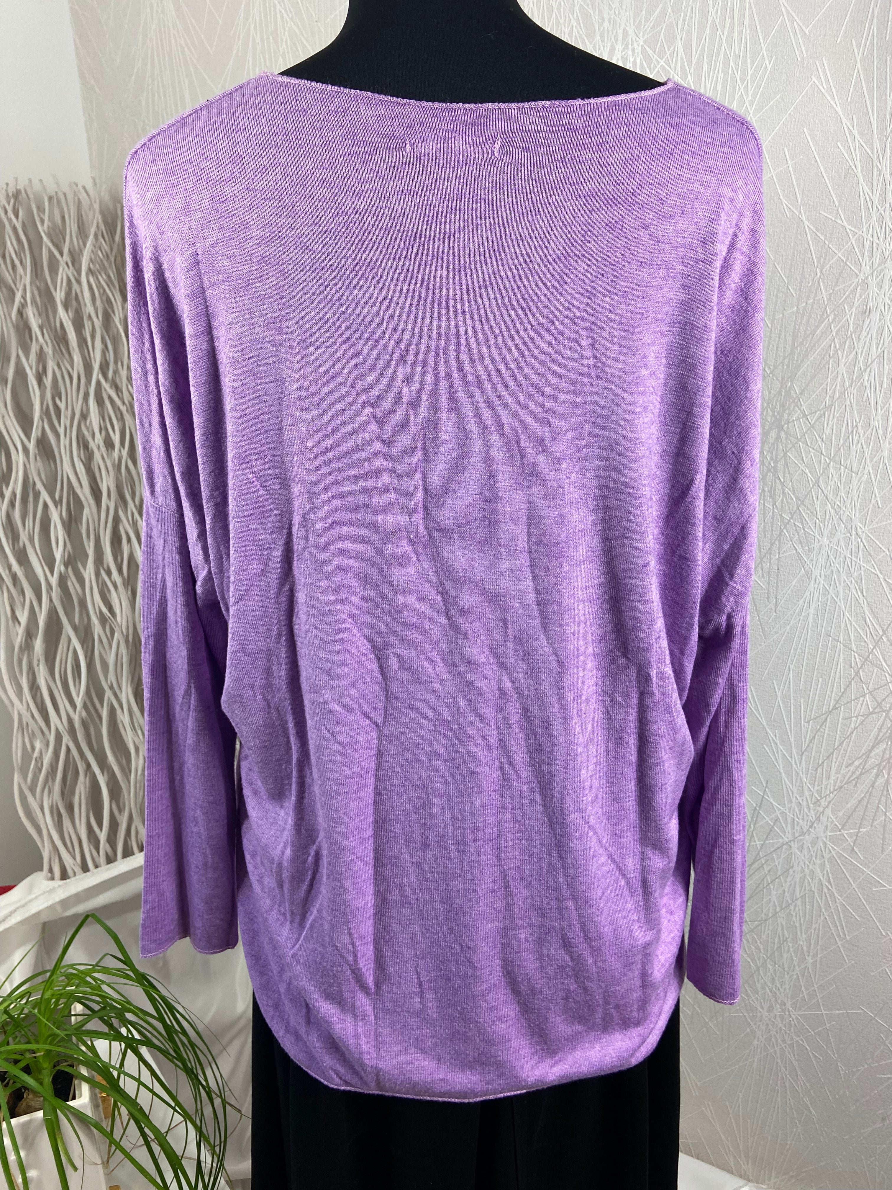 Pull-over violet manches longues tete de mort inscription FOLLE Milbleuet - Taille Unique