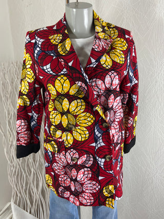 Veste légère coton rouge bordeaux fleurs modèle Diakite Diab’Less