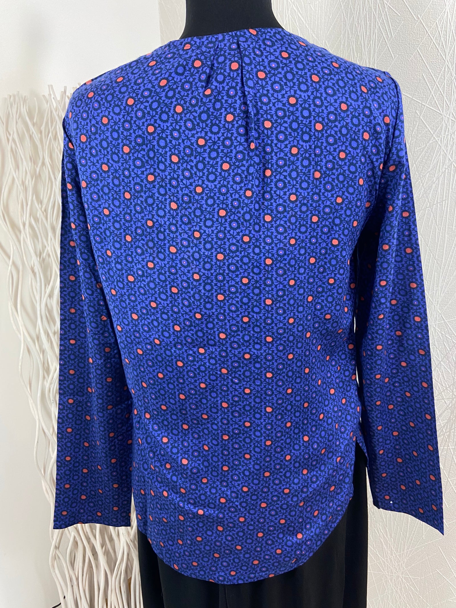 Blouse bleue à motifs manches longues La Fiancée du Mekong