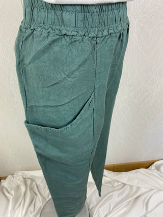 Pantalon lin taille haute élastique Pako Litto