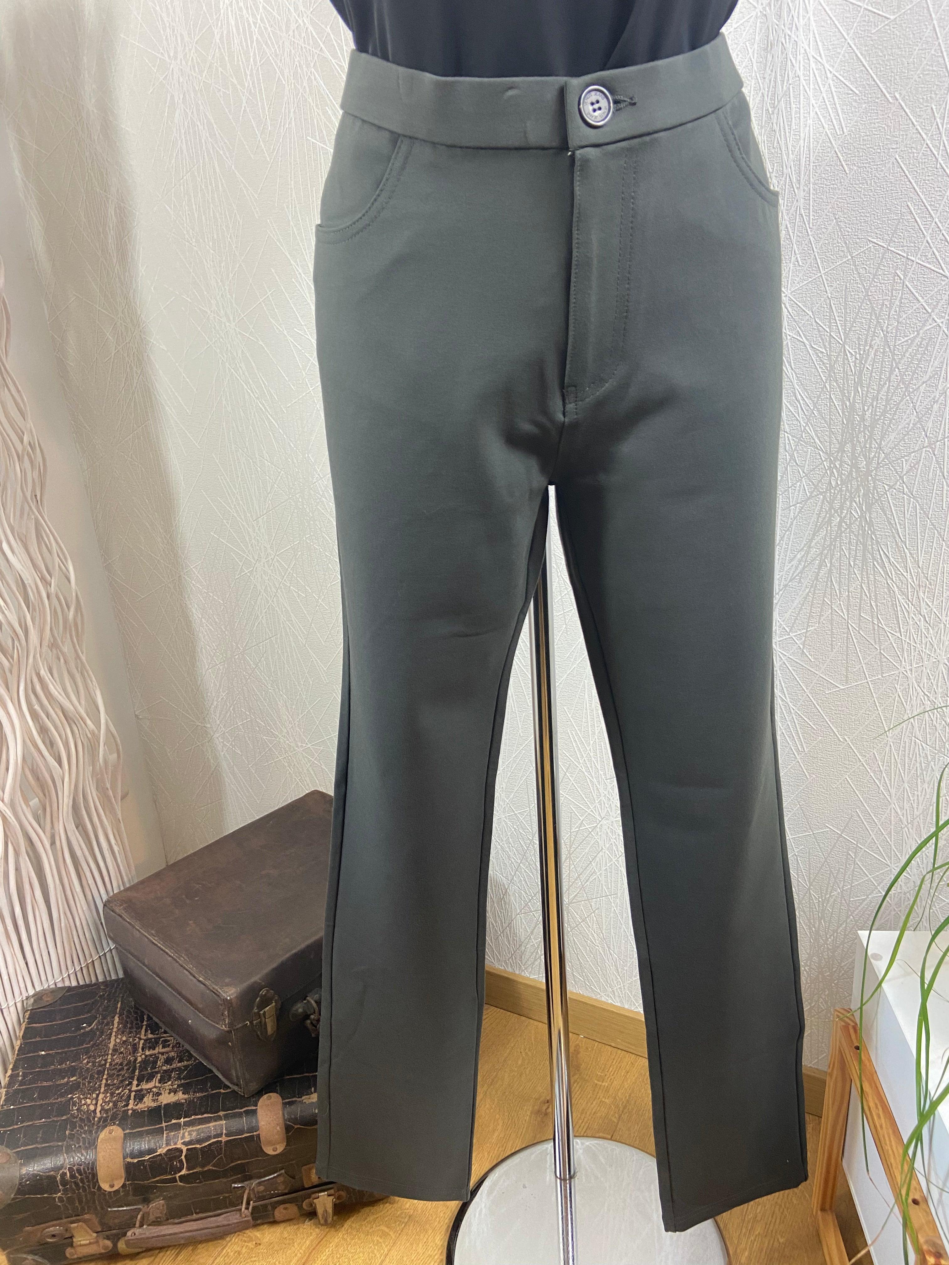 Pantalon kaki tissu confortable coupe droite Venus - Offre-Unique