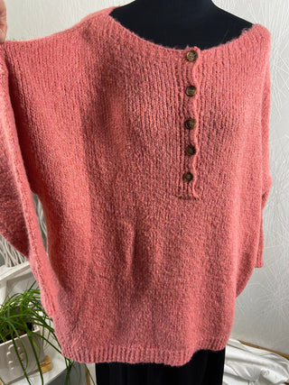 Pull-over vieux rose manches longues encolure ronde Made In Italy