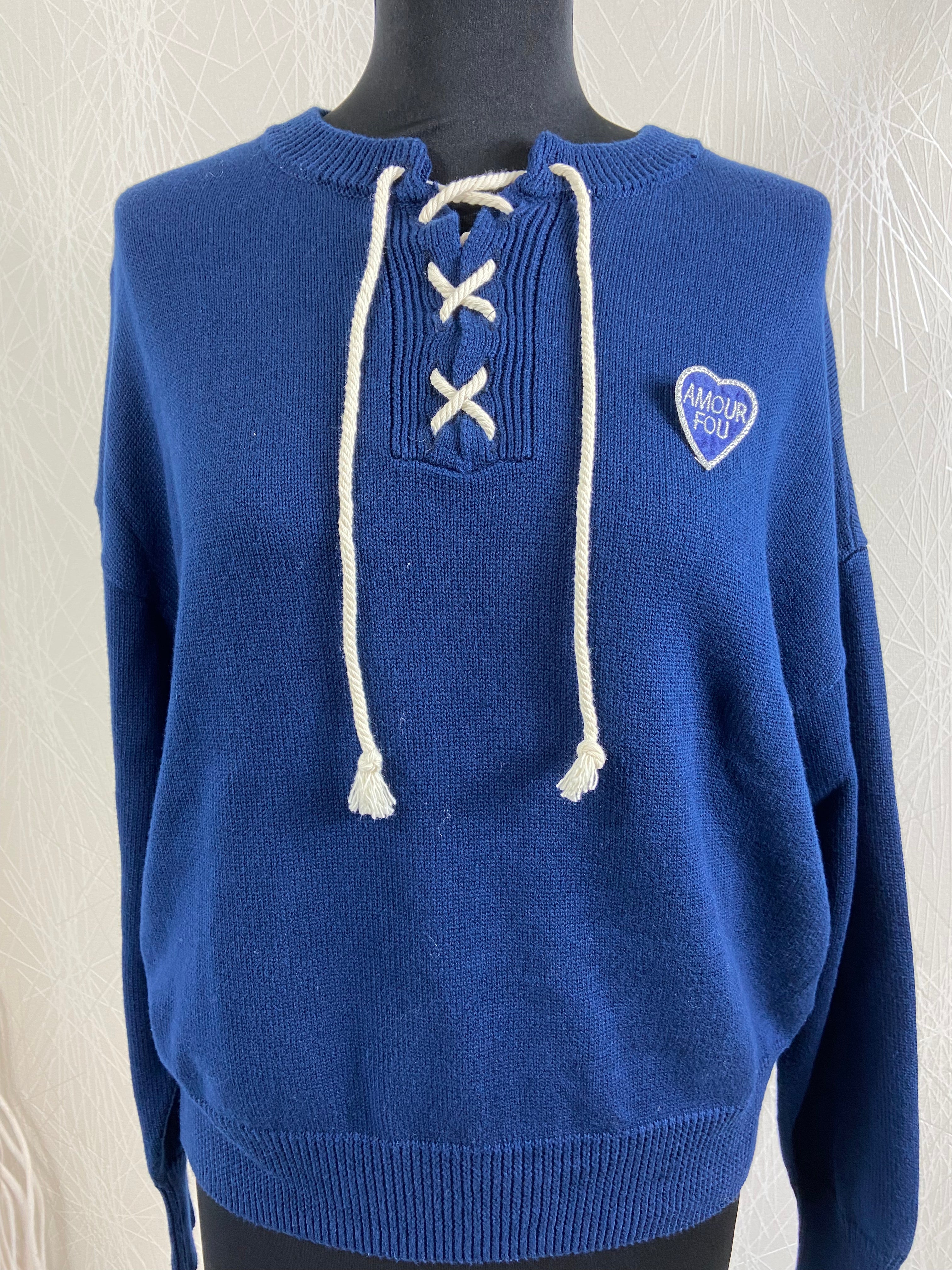 Pull-over en coton bleu marine Amour Fou Jane Blue