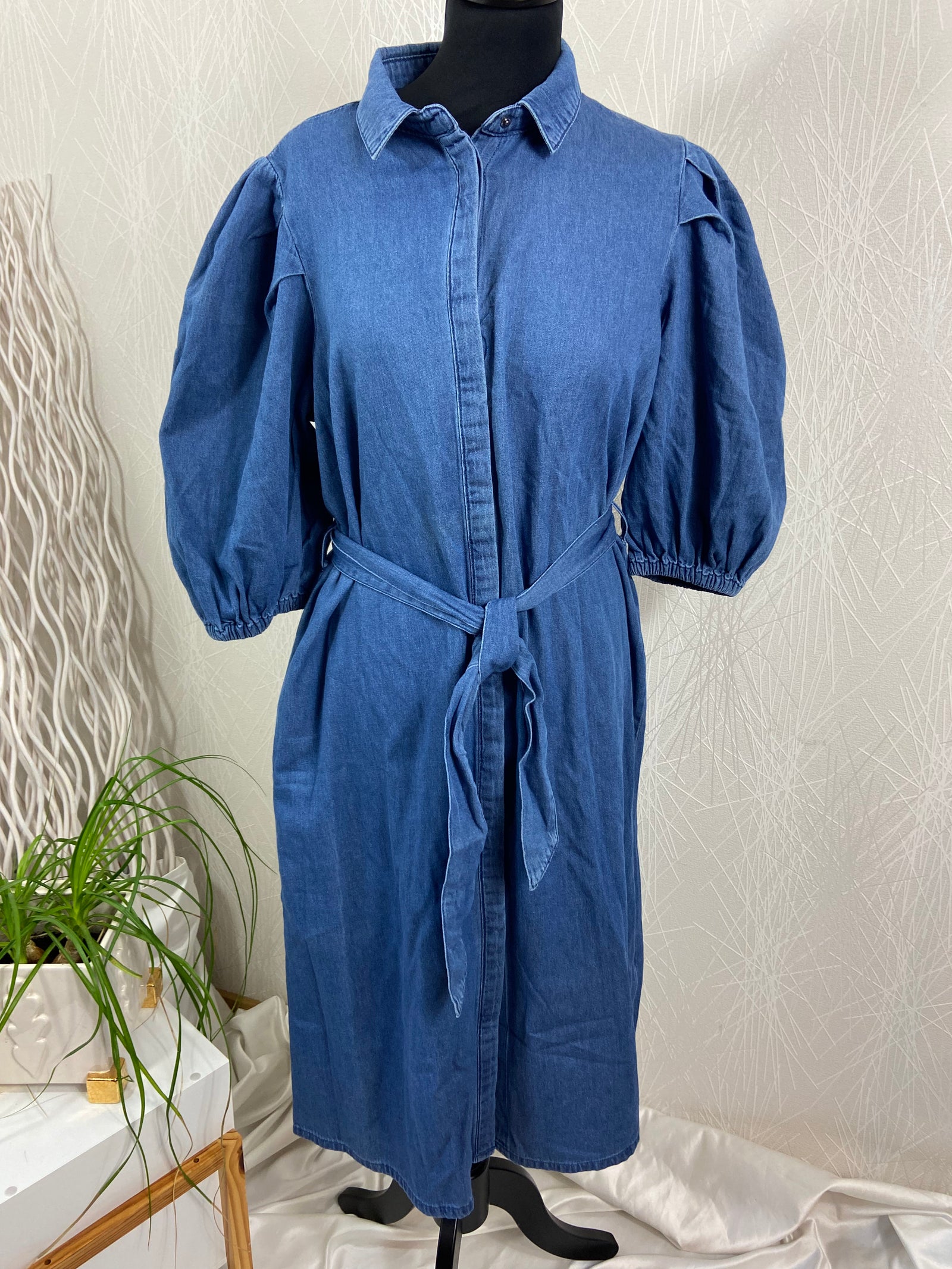 Robe en jeans souple manches courtes bouffantes Véro Moda