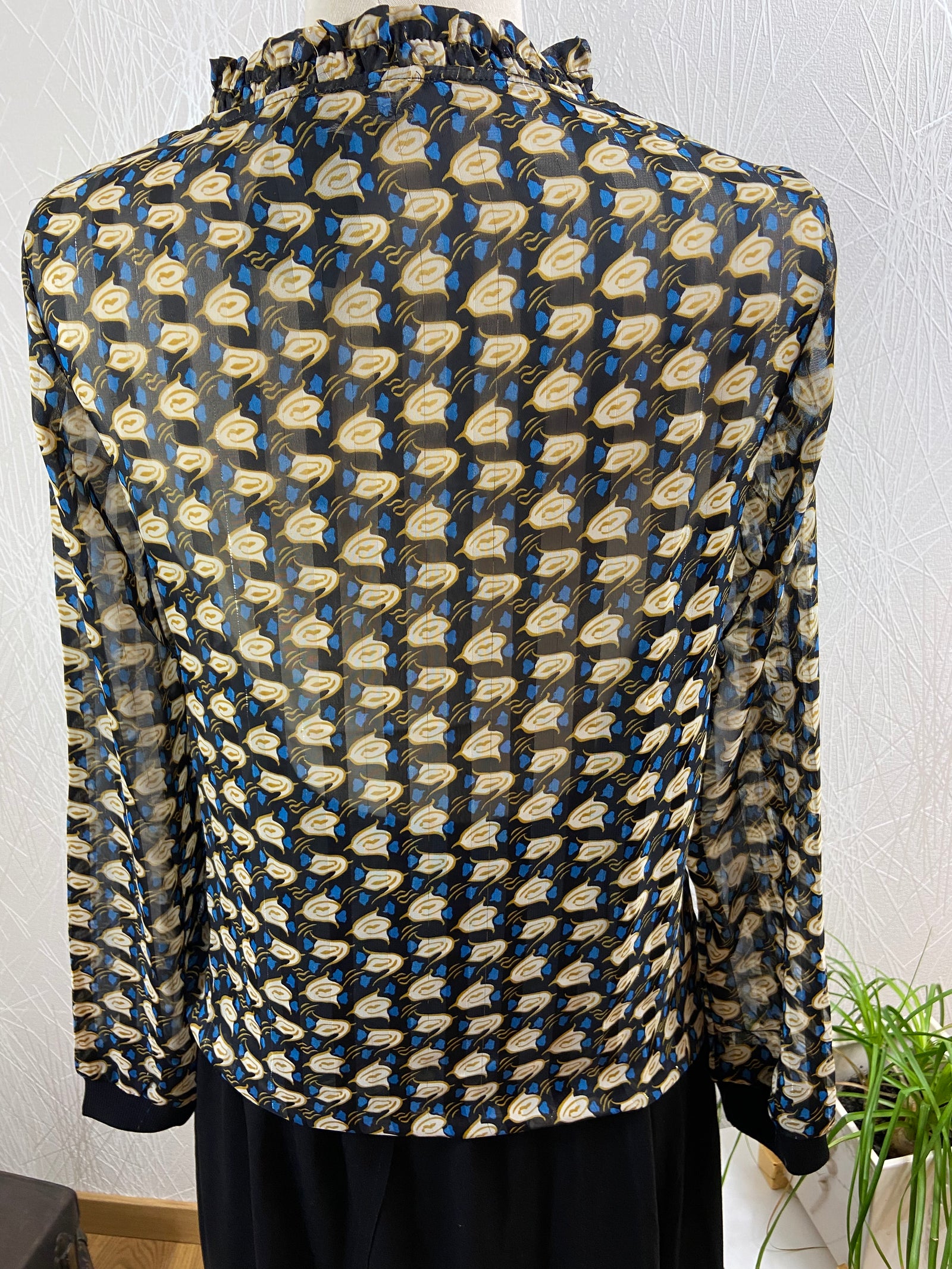 Blouse fluide motifs manches longues col V It  Hippie