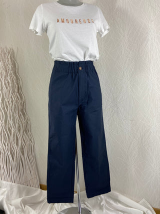 Pantalon toile coton taille élastique modèle Malo Midnight Lab Dip