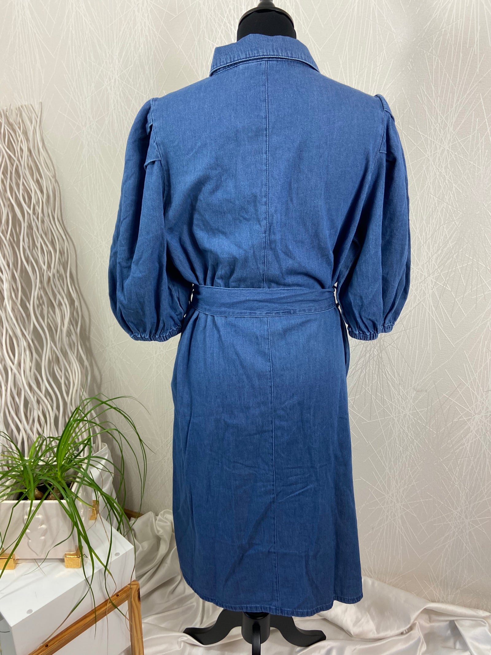 Robe en jeans souple manches courtes bouffantes Véro Moda