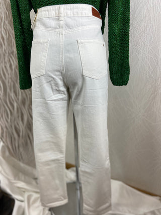 Jeans blanc 7/8 coupe droite 100% coton La Petite Etoile