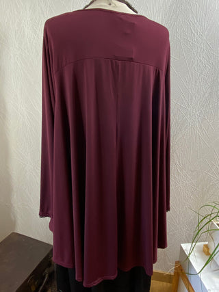 Blouse tunique rouge bordeaux manches longues dentelle Jorge