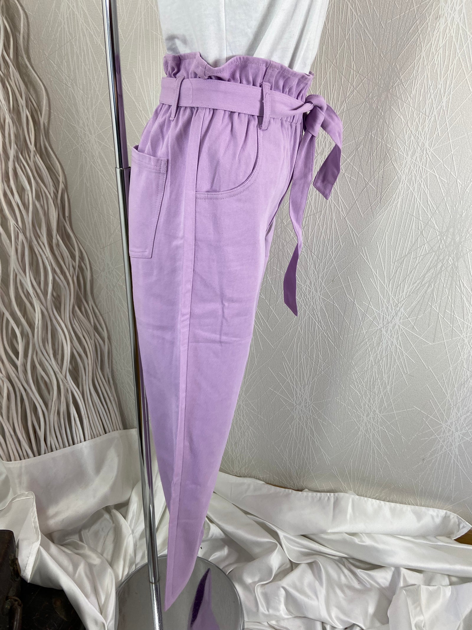 Pantalon violet taille élastique modèle Graham Garance - Offre-Unique