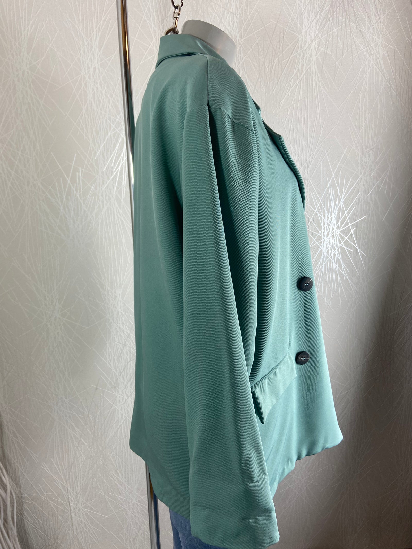 Veste doublée couleur vert d'eau coupe droite Adilynn - Offre-Unique