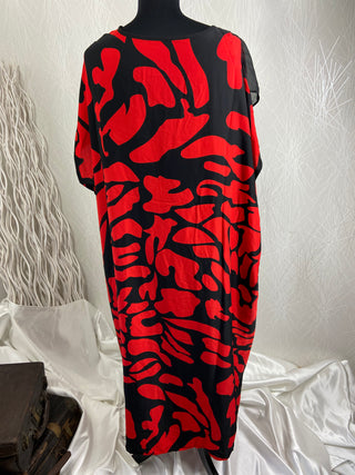 Robe longue sans manches rouge et noire grande taille F&2