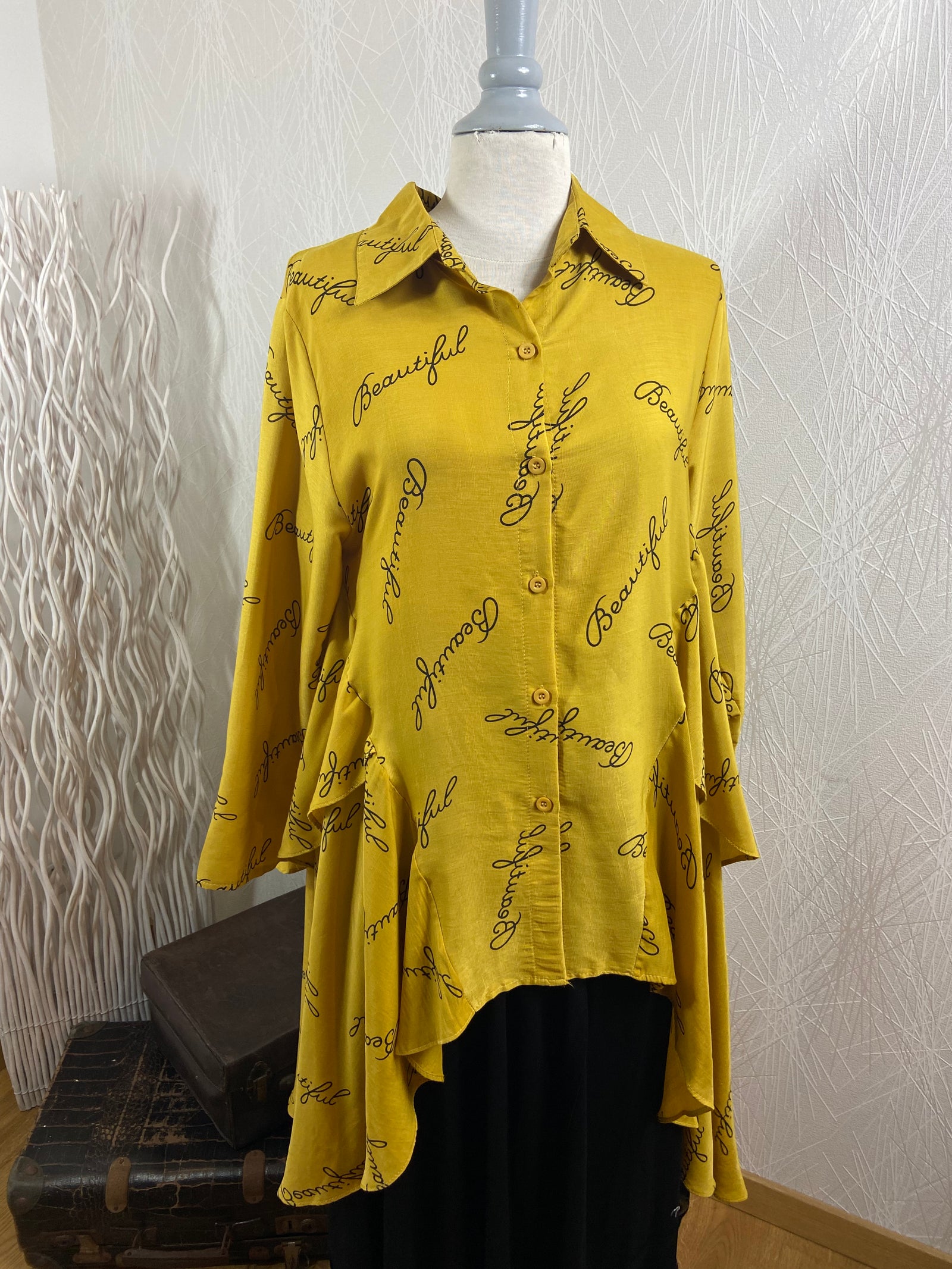 Chemise jaune Beautiful à manches 3/4 Neslay