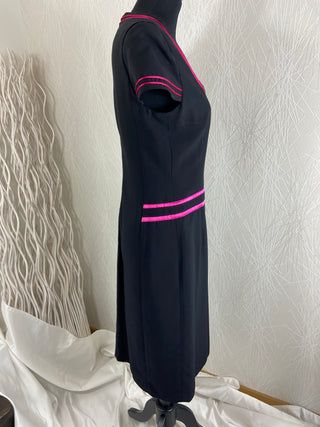 Superbe robe midi de créateur noire et fuchsia Tabala Paris