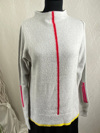 Pull-over gris ras du cou manches longues Odemai
