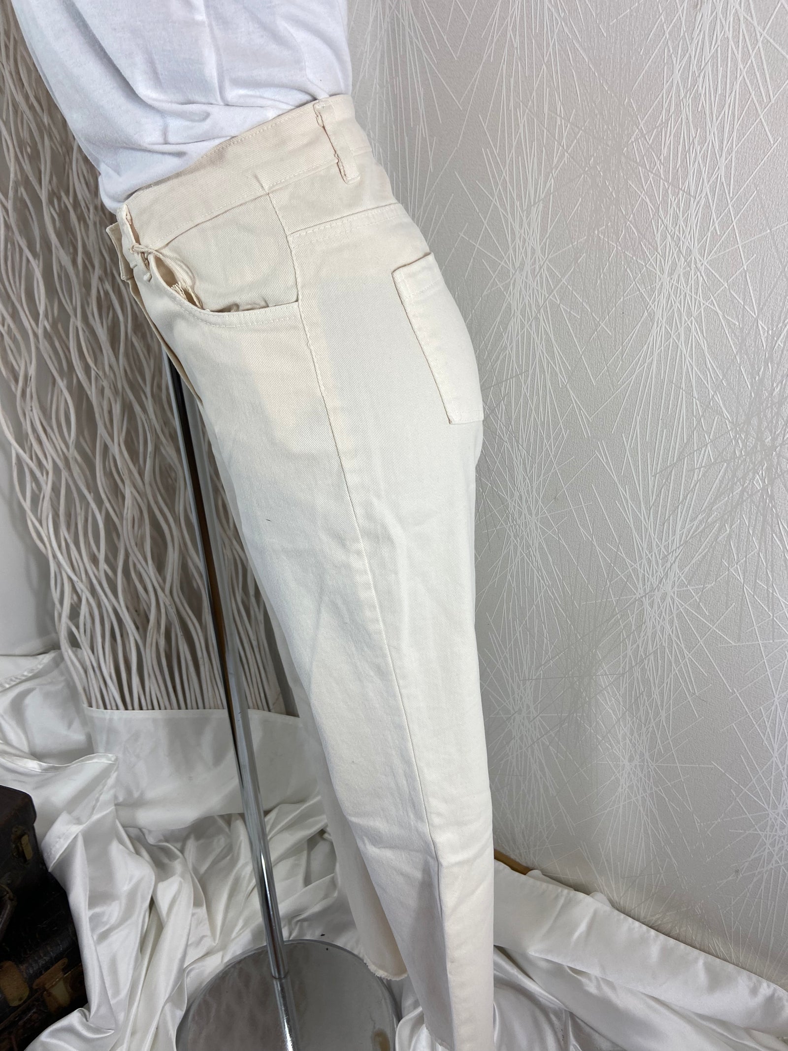 Jeans coton beige taille haute Y Coo