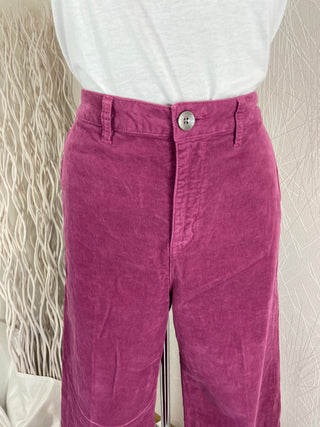 Pantalon velours rose taille haute jambes larges modèle Sully Camélia Lab Dip