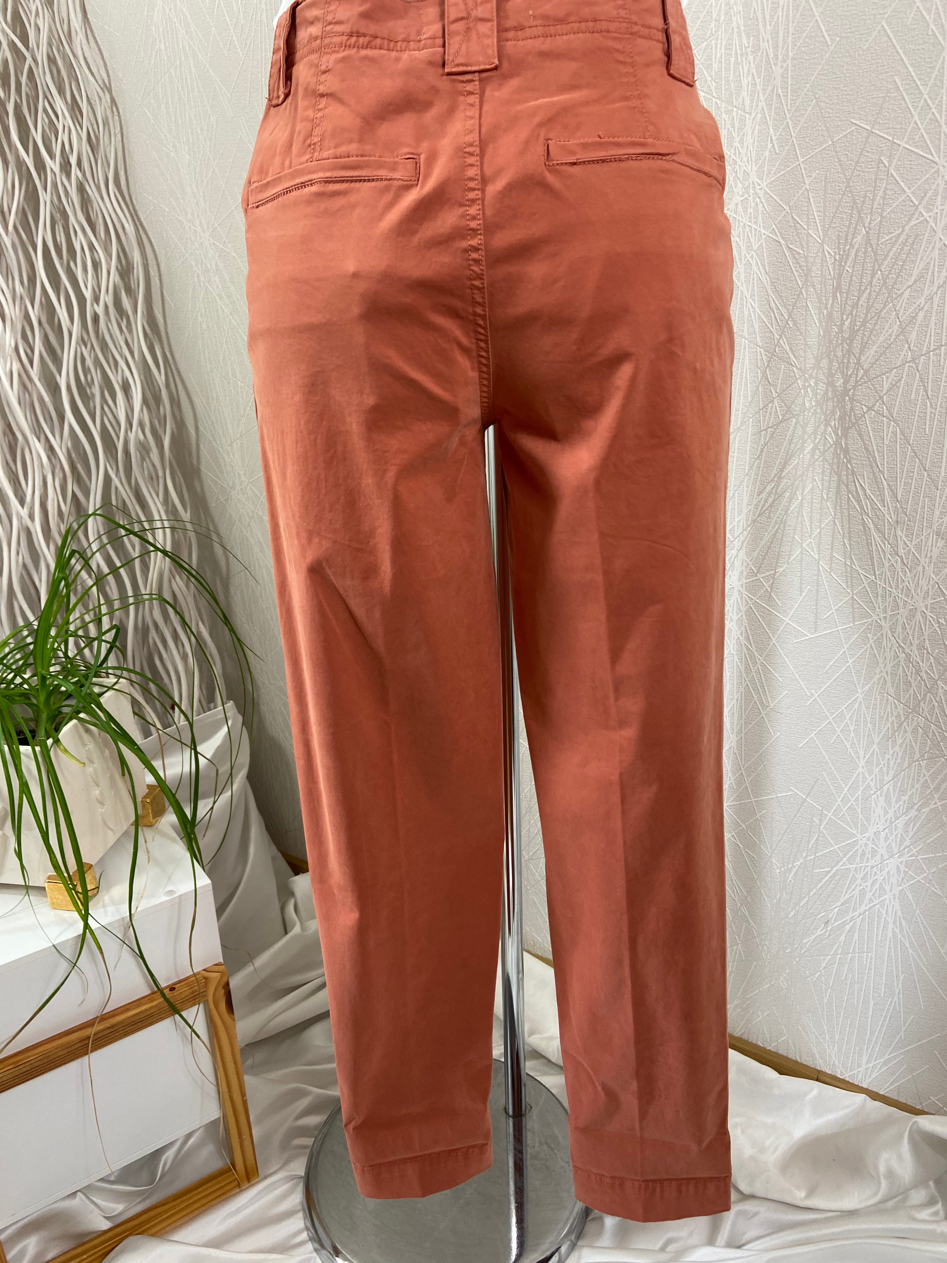 Pantalon brun en toile coupe droite MKT Studio - Offre-Unique