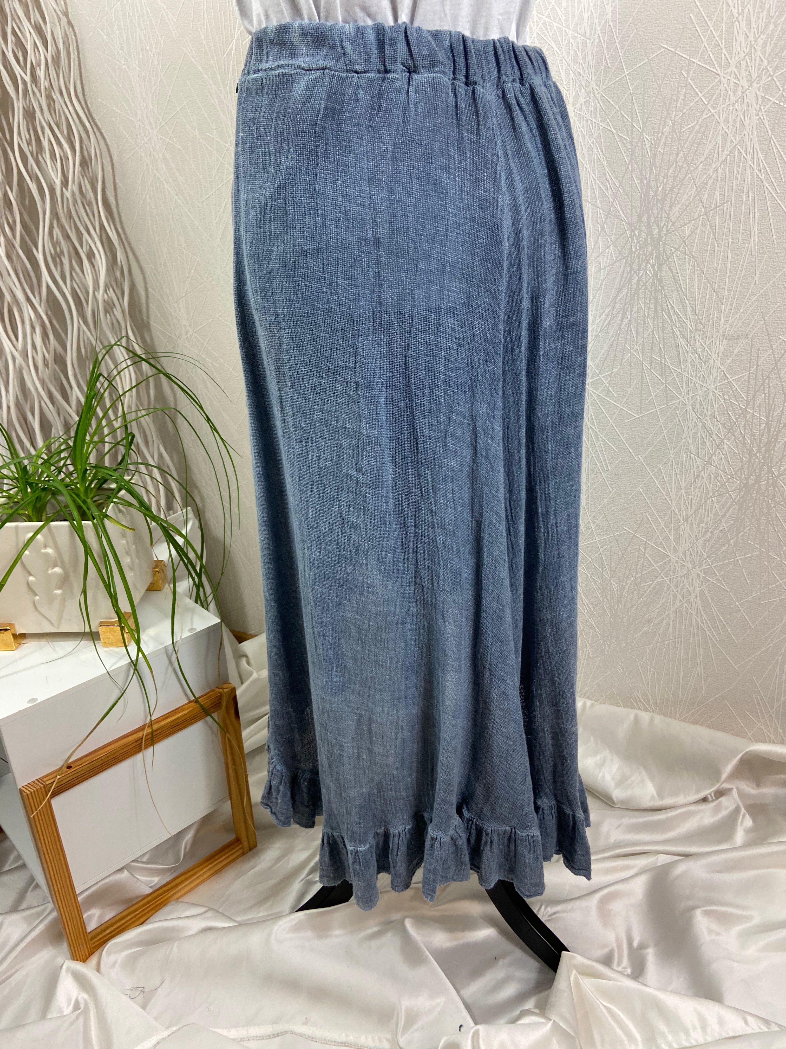 Jupe longue asymétrique bleu - Taille Unique - Offre-Unique