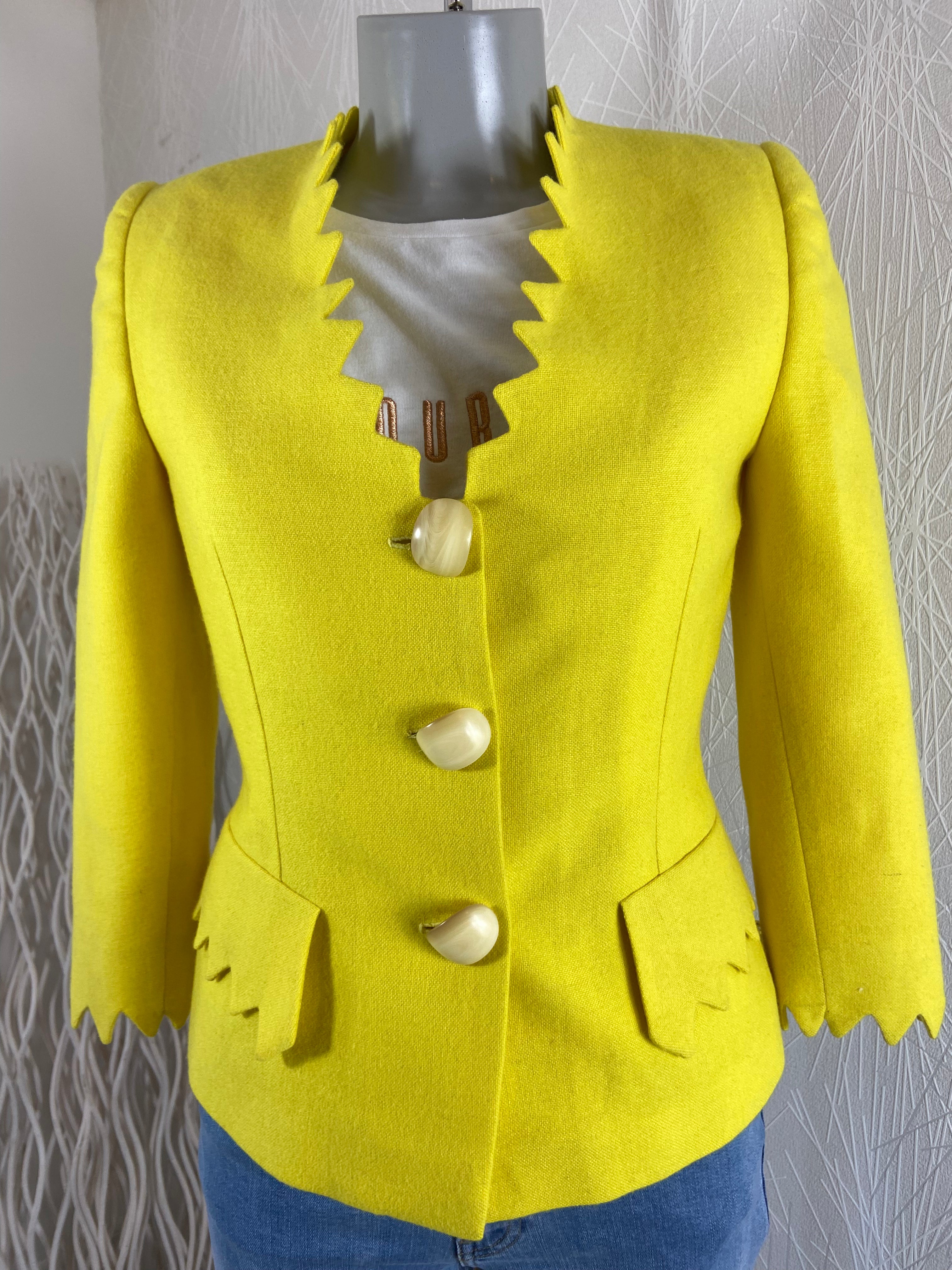 Originale veste doublée jaune de créateur Tabala Paris - Offre-Unique