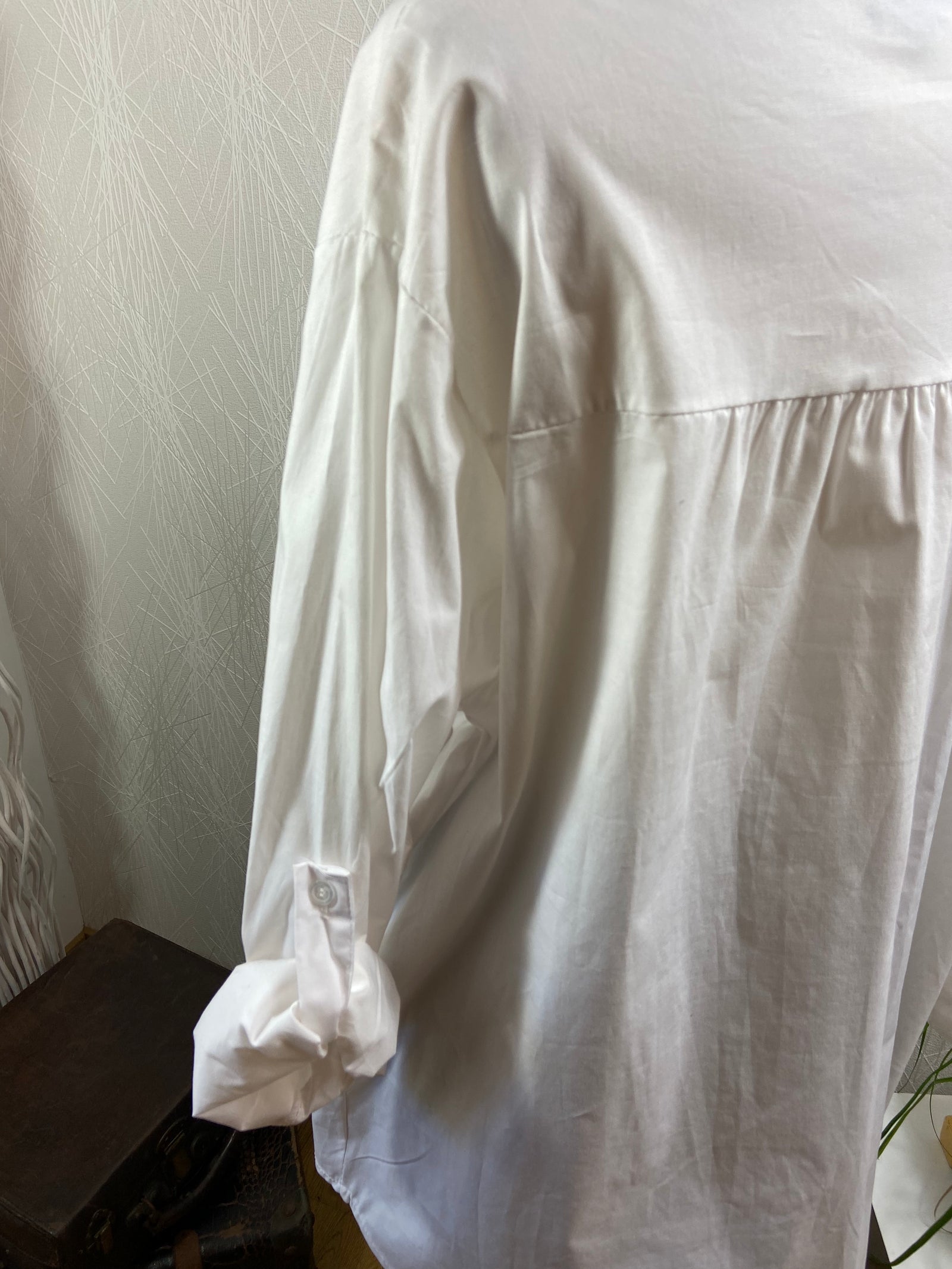 Chemisier blanc manches longues 100 % coton Made In Italy - Offre-Unique