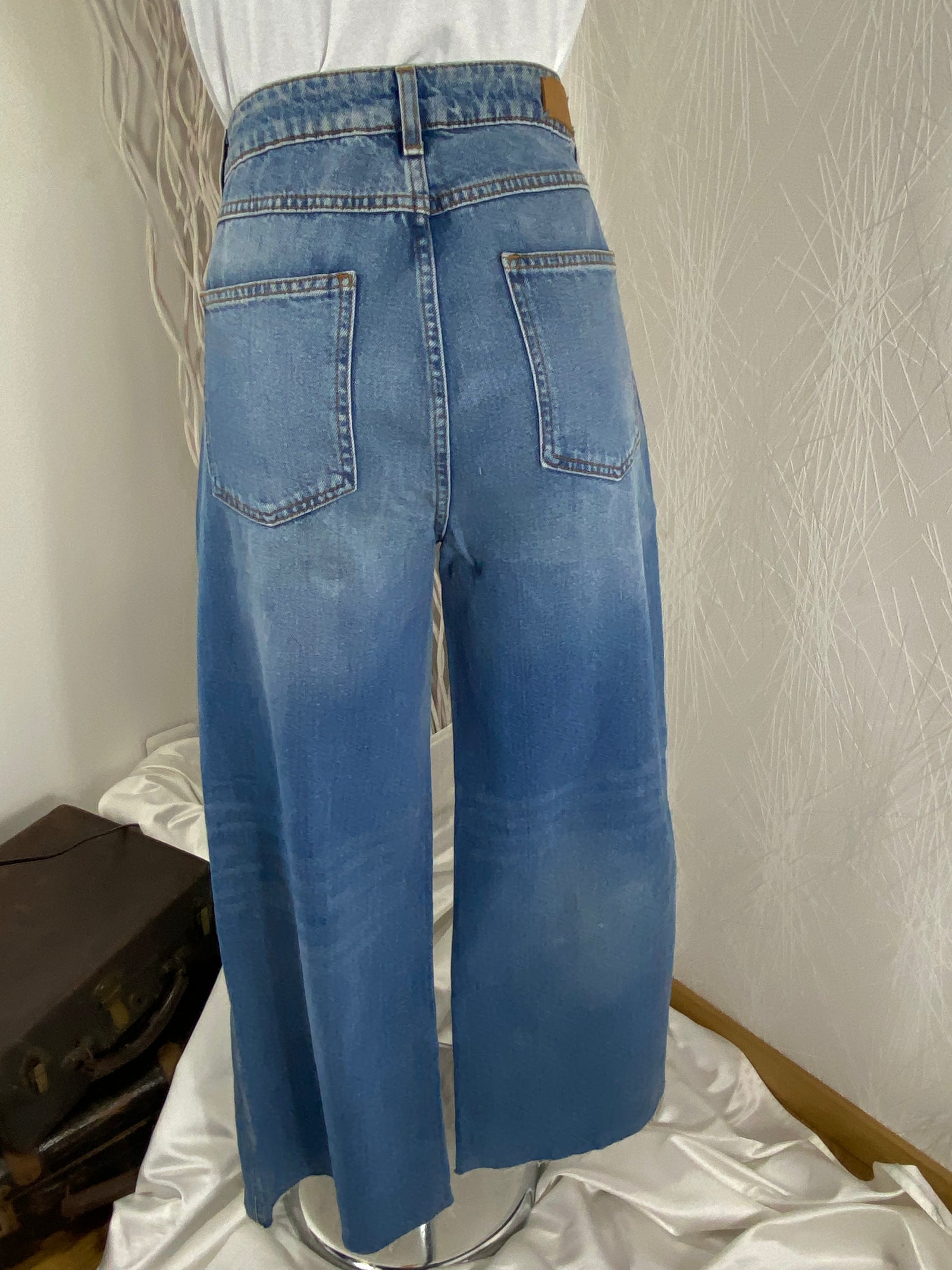 Jeans flare taille haute modèle Rosy NVY - Offre-Unique