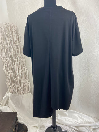 Robe noire asymétrique manches courtes grande taille F&2