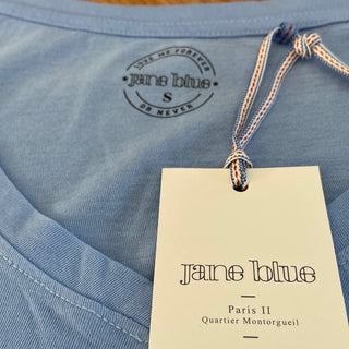 T-shirt Jane et Serge coton bleu sans manches col V Jane Blue
