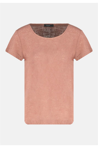T-shirt rose manches courtes coupe droite col pailleté Deeluxe